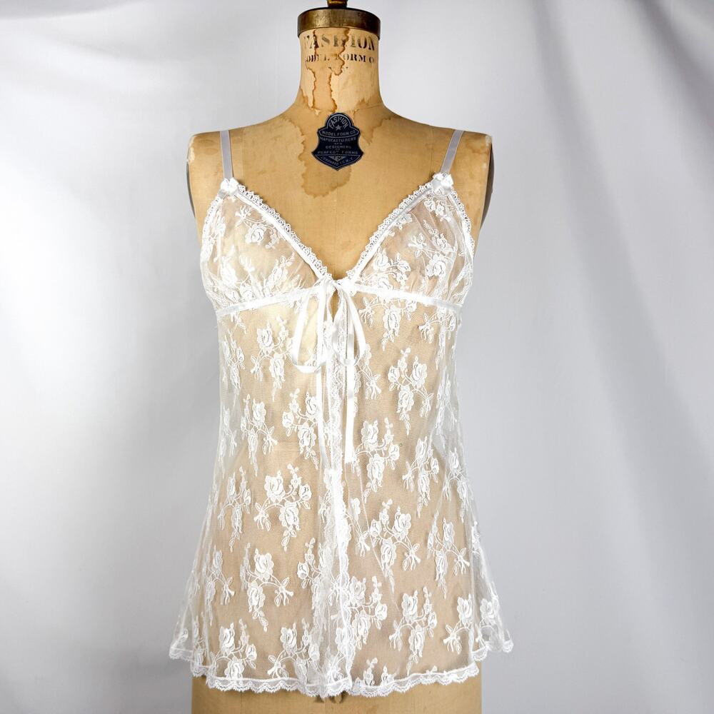 Frederick's of Hollywood White Lace Chemise - Small